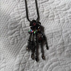 Elegant Black and Silver Floral Necklace hand necklace.